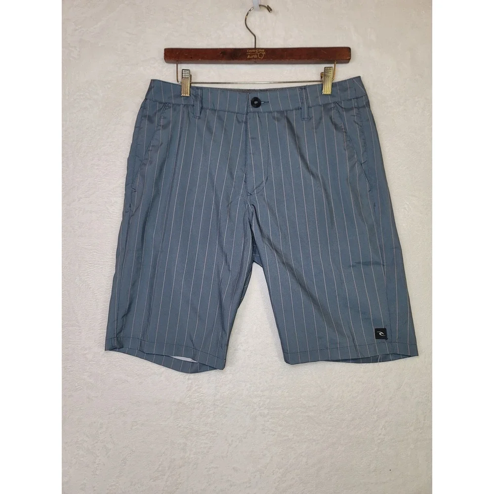 Rip Curl Boardwalks Mens 33 Hybrid Shorts Grey Pinstripe Surf Walk Vaca Beach